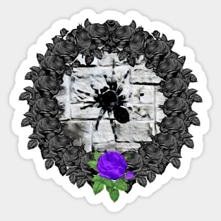 Spider Purple Rose Wreath Sticker